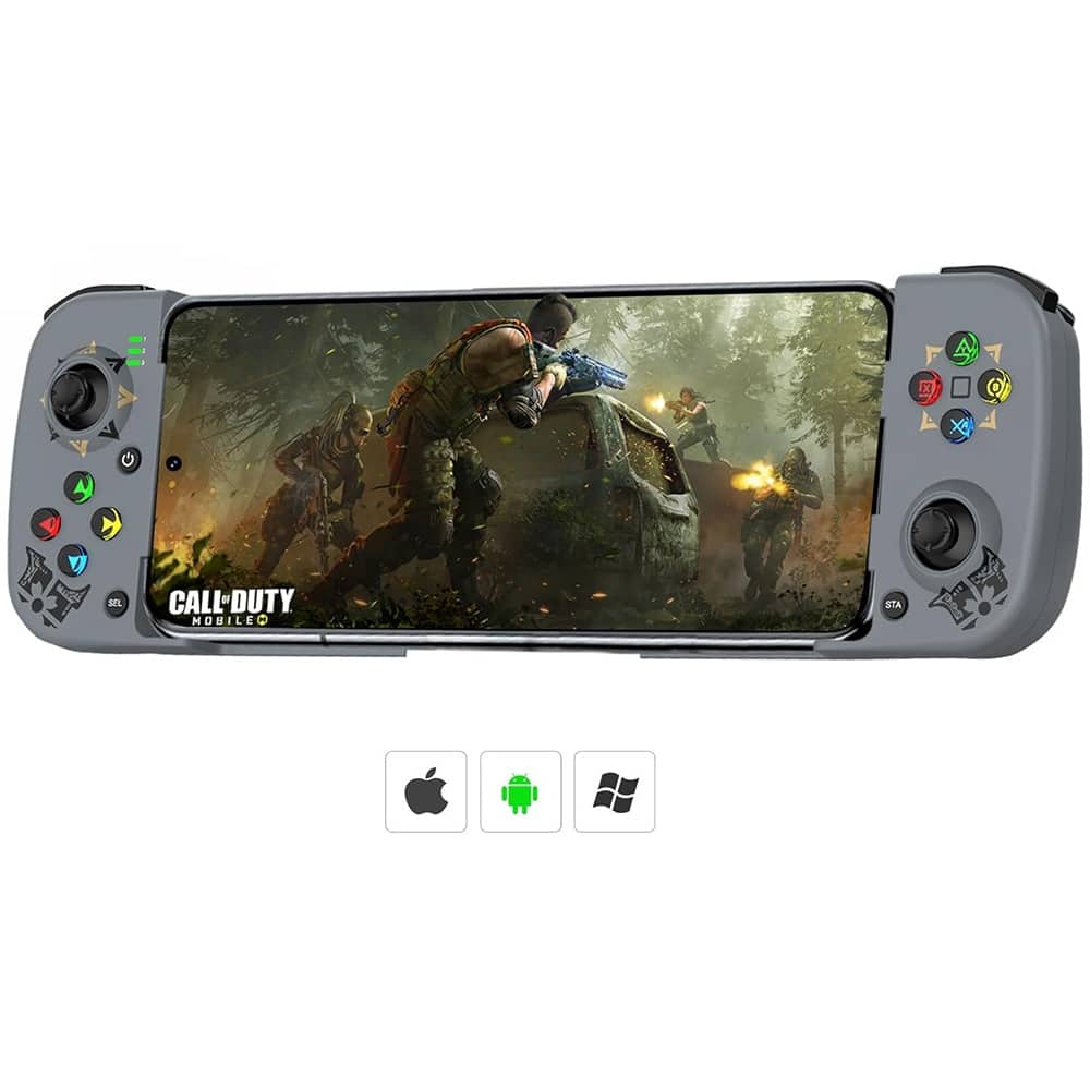 ACJPR - Mobile Game Controller, Compatible with iPhone/Android, for Call of Duty, Grey - Gray