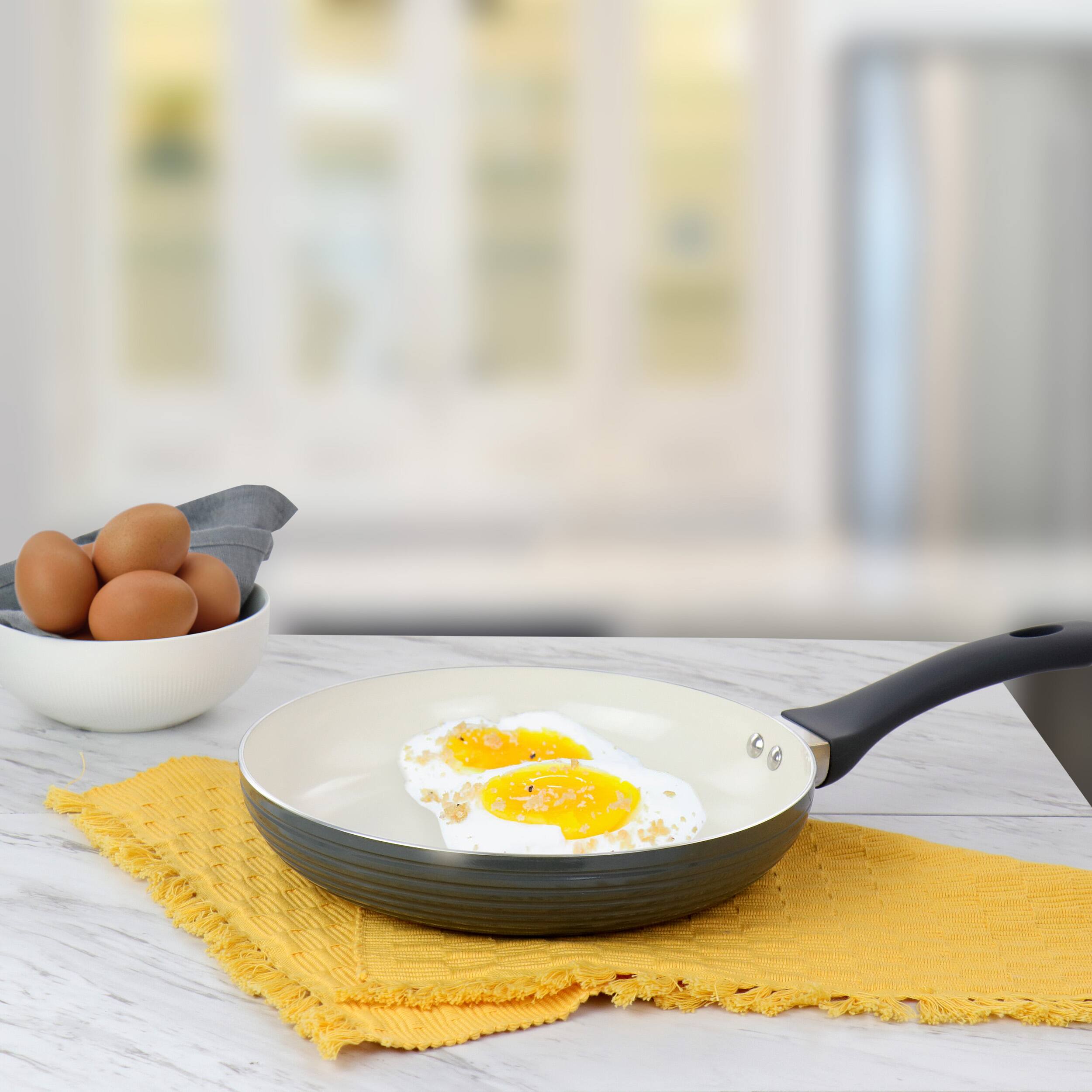 Alt View 6. Oster - Oster Ridge Valley 10 Inch Aluminum Nonstick Frying Pan in Grey - Gray.