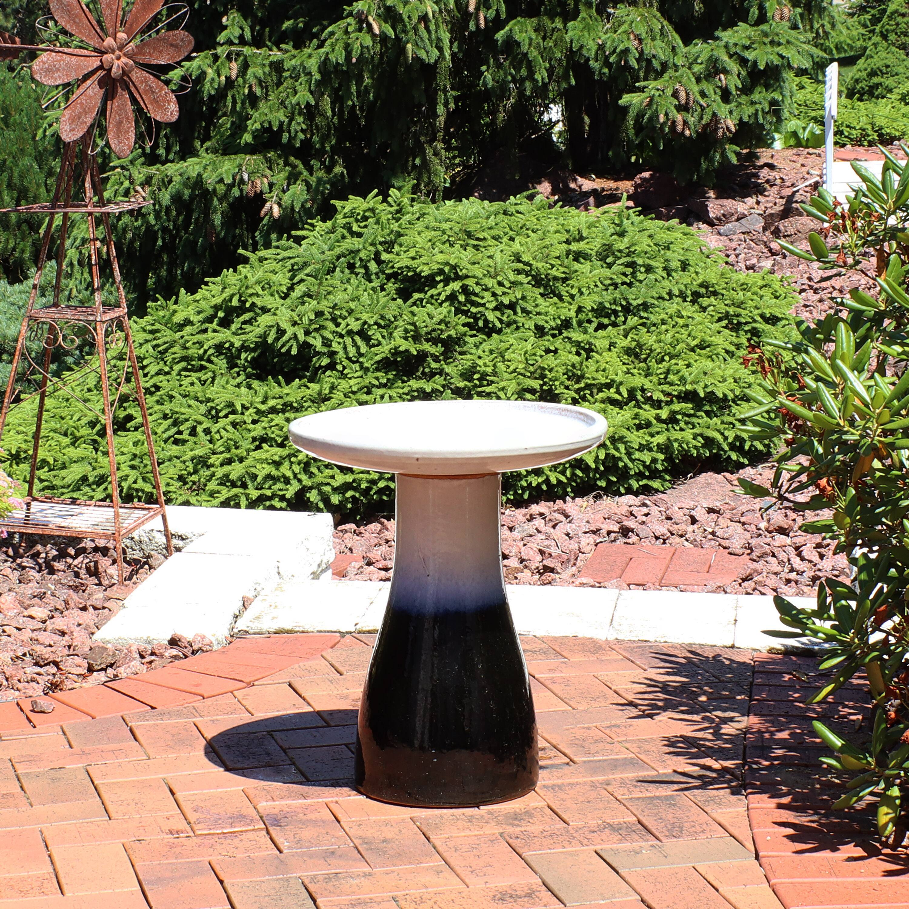 Alt View 5. Sunnydaze - Subtle Transitions Ceramic Bird Bath - 18.5 in - Twilight.