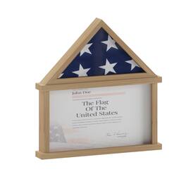 Emma + Oliver - Arthur Small Solid Wood Memorial Flag Case with Certificate Holder and Shadow Box Display - Weathered