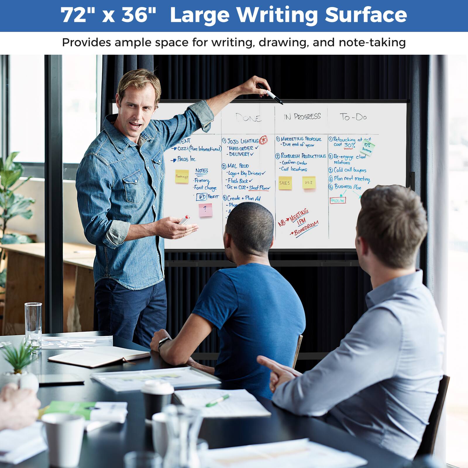 72" x 36" Large Writing Surface  
Provides ample space for writing, drawing, and note-taking