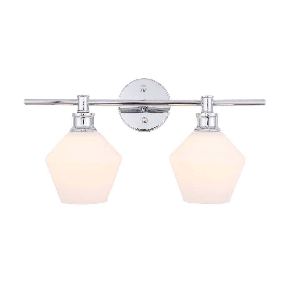 Alt View 2. Living District - Gene 2 light Chrome and Frosted white glass Wall sconce - Chrome And Frosted White Glass.