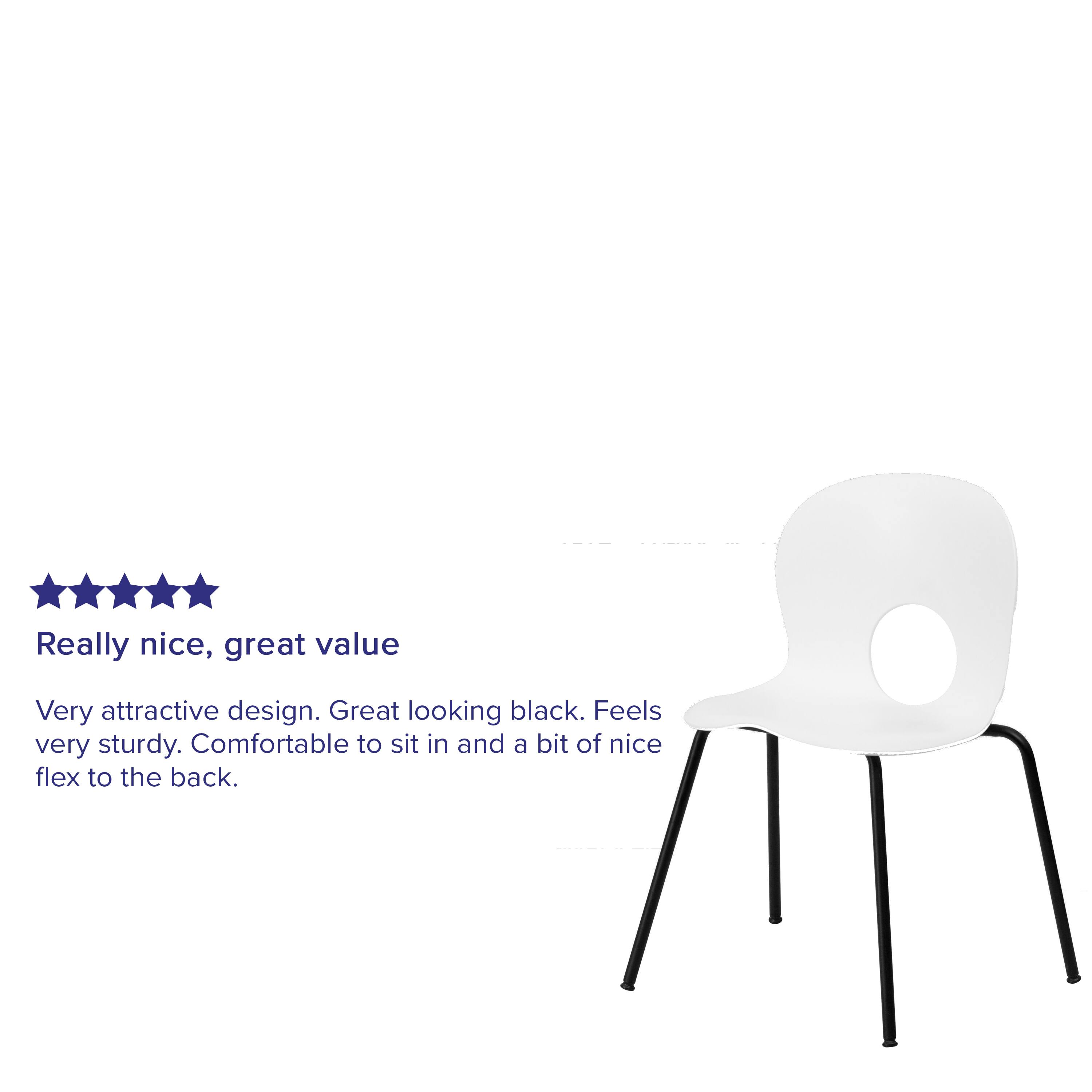 Really nice, great value

Very attractive design. Great looking black. Feels very sturdy. Comfortable to sit in and a bit of nice flex to the back.