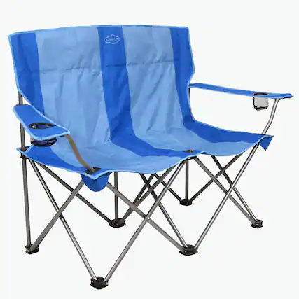 Front. Kamp-Rite - Kamp-Rite Portable 2 Person Folding Outdoor Patio Camping Lawn Beach Chair, Blue - Blue.