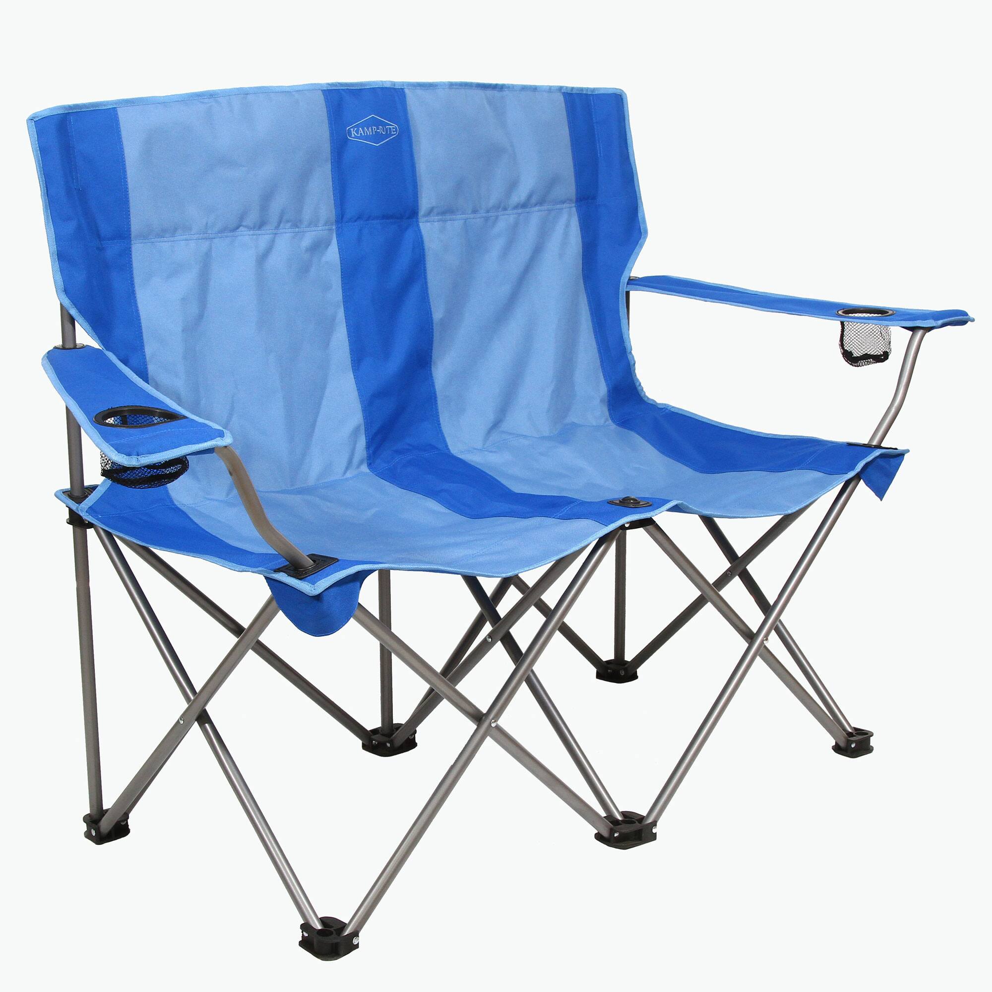 Front. Kamp-Rite - Kamp-Rite Portable 2 Person Folding Outdoor Patio Camping Lawn Beach Chair, Blue - Blue.
