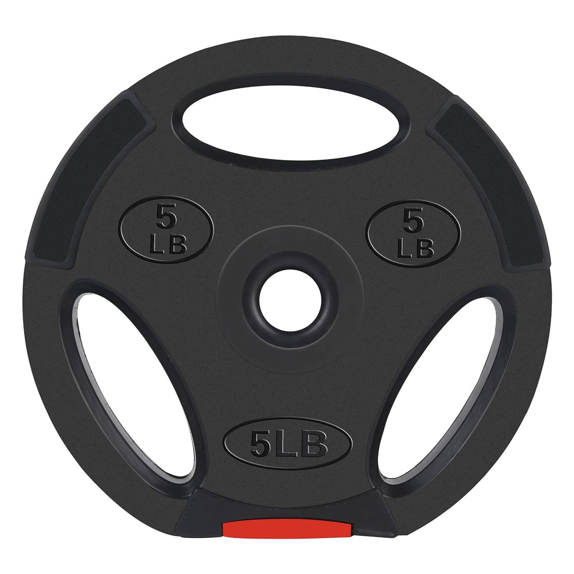 Alt View 2. Signature Fitness - Signature Fitness Standard 5 Pound Coded Olympic Weight Plate, Black (Set of 2) - Black.