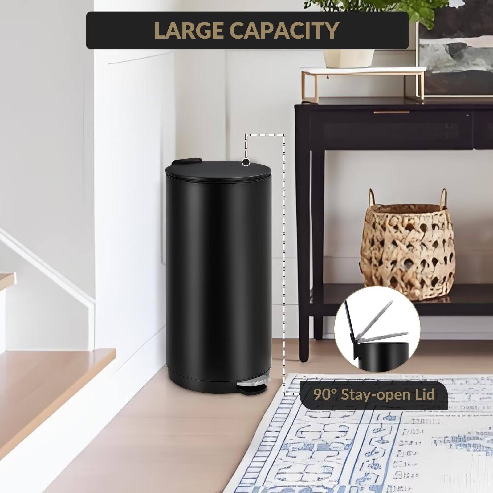 LARGE CAPACITY

90° Stay-open Lid