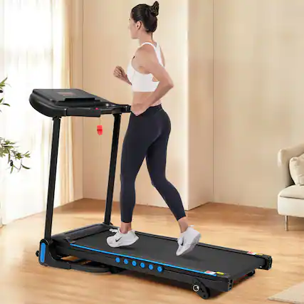 Front. Siljoy - 3.0HP Hydraulic Auto-Fold Incline Home Treadmill: 10MPH, 350LBS, Type C/USB, Bluetooth Speaker - Black.