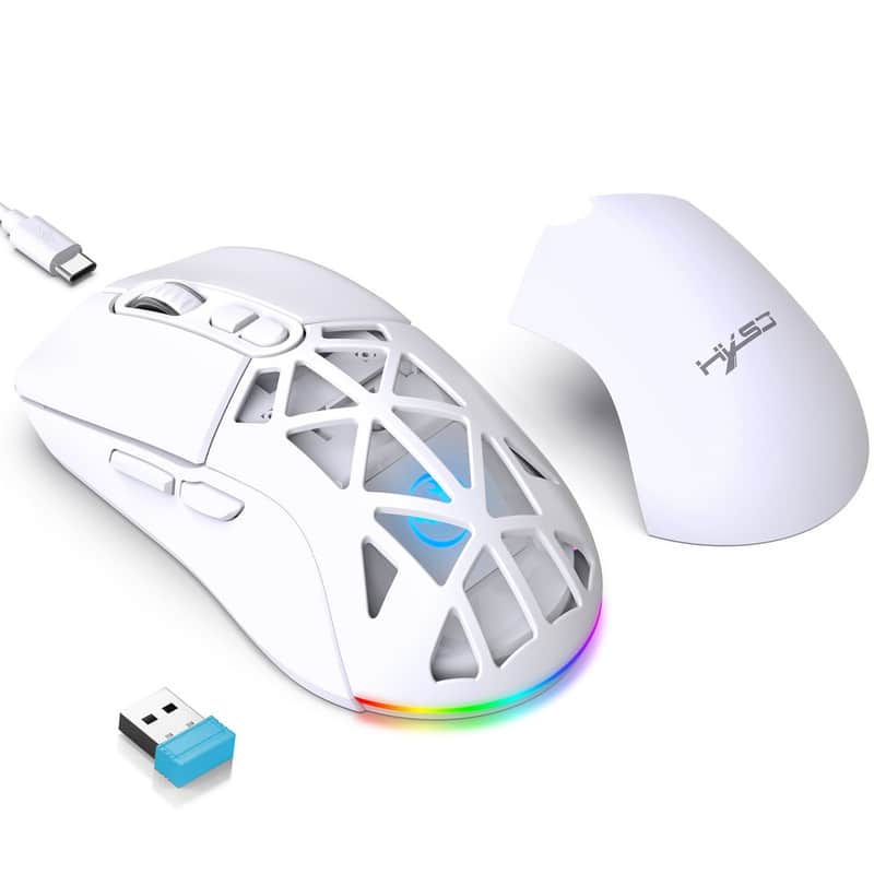 SKRAN - Dual Mode Wireless Mouse (2.4G/BT5.1): Rechargeable Type-C, Adjustable DPI, Sleek & Easy-to-Use for Office/Gaming - Wireless - White