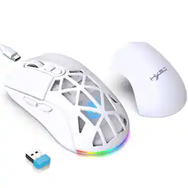 SKRAN - Dual Mode Wireless Mouse (2.4G/BT5.1): Rechargeable Type-C, Adjustable DPI, Sleek & Easy-to-Use for Office/Gaming - Wireless - White