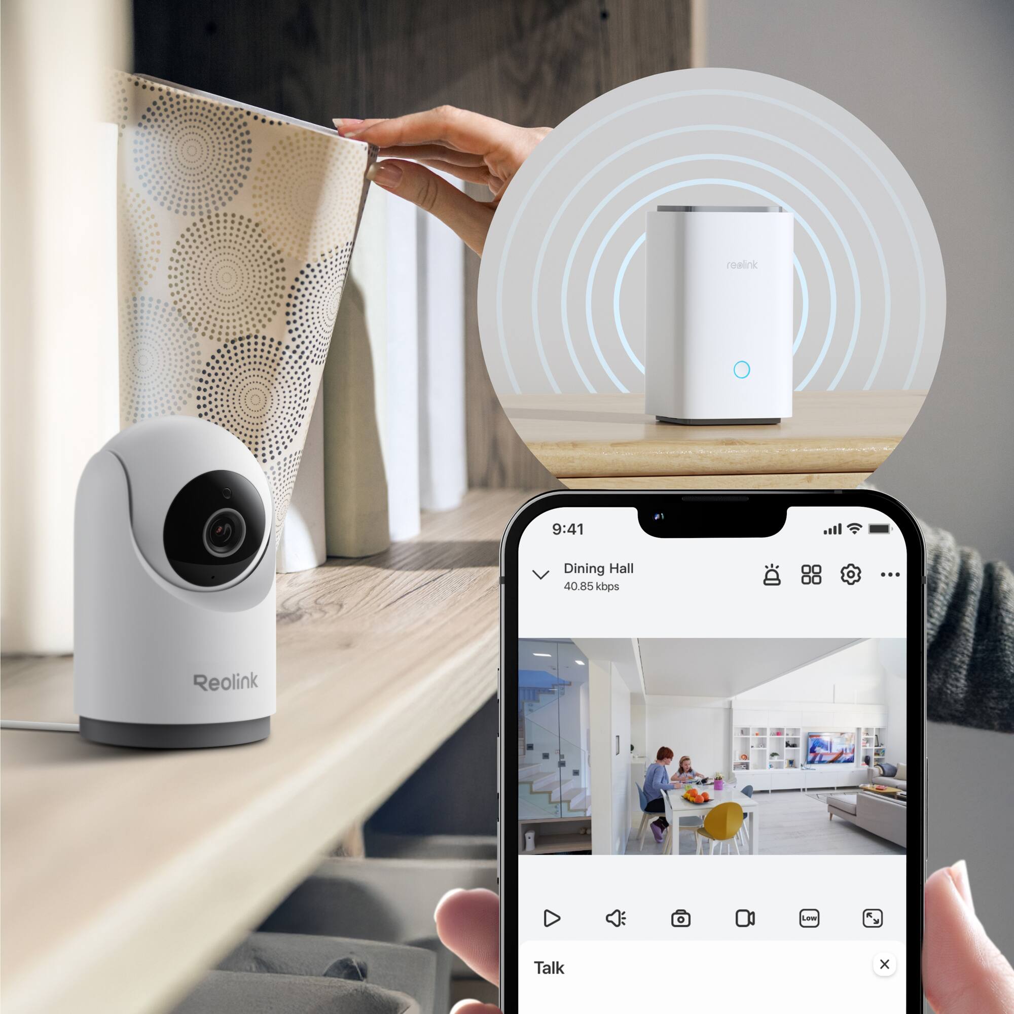 realink 9:41 It.. Dining Hall 40.85 kbps D. ... Reolink Lo Talk x