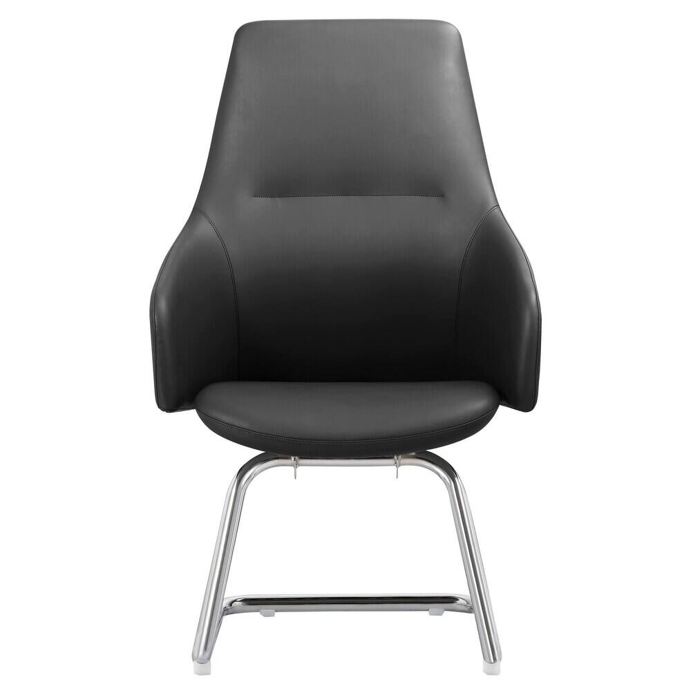 Alt View 2. LeisureMod - Celeste Office Chair Upholstered in Leather with Iron Frame Ergonomic Desk Chair for Home Office and Task Seating - Black.