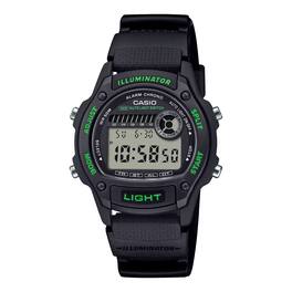 Casio - Men’s Digital Watch with Green Accents - W-220H-1A3VCF - Black