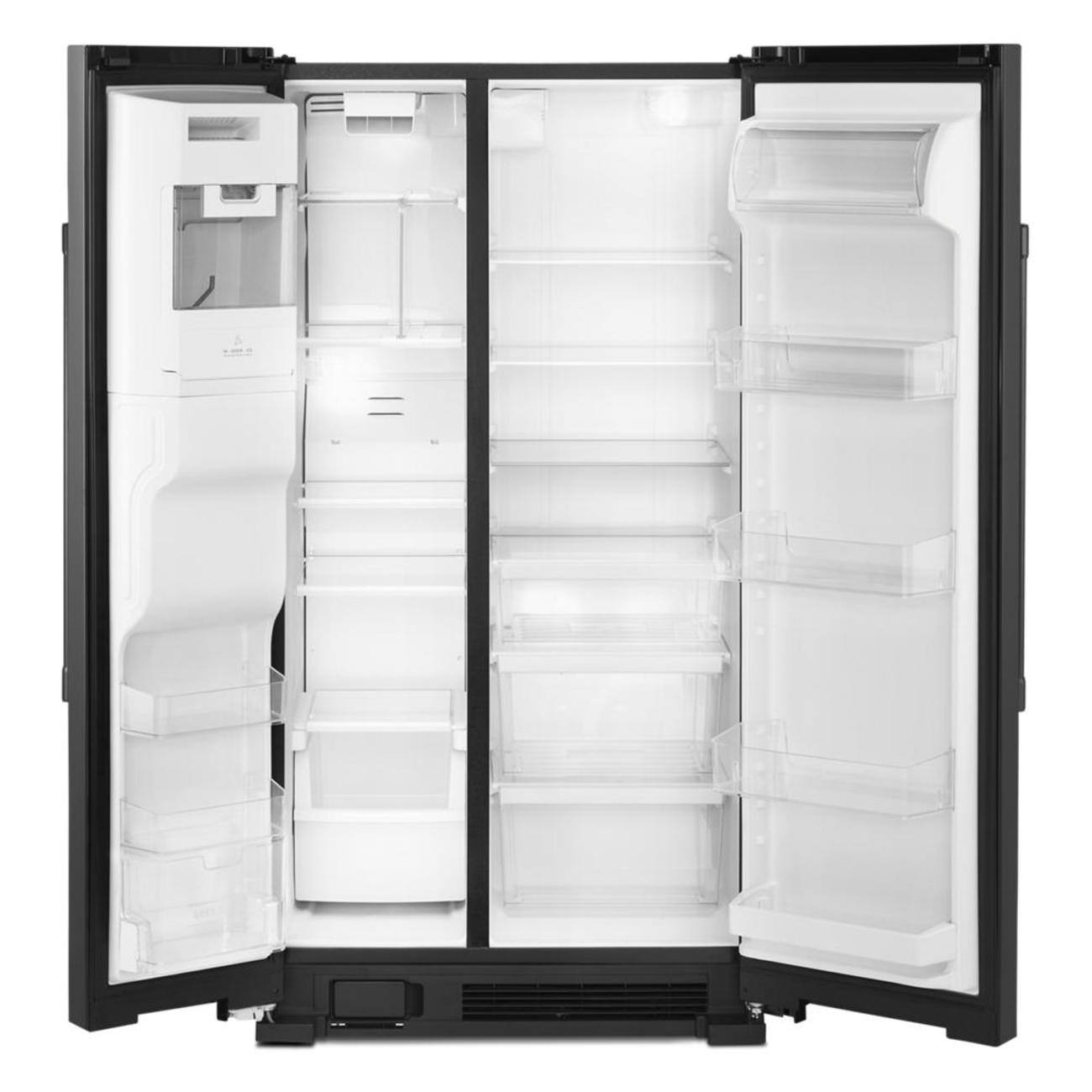 Left. Maytag - 36 in. Wide 24.5 cu. ft. Side-by-Side Refrigerator - Black.