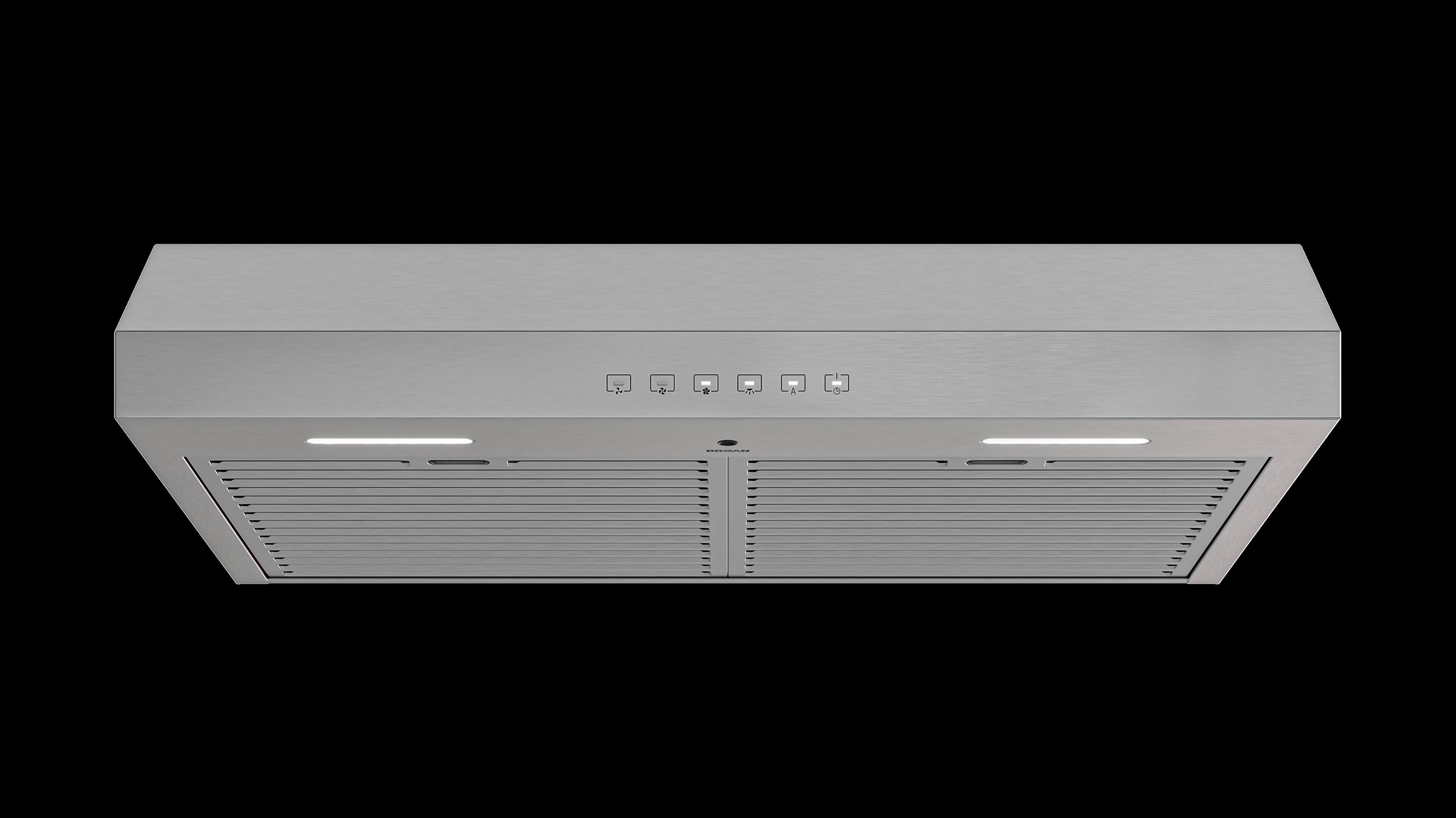 Alt View 4. Broan - Glacier 30-Inch 490 MAX Blower CFM 1.0 Sones Range Hood - Stainless Steel.