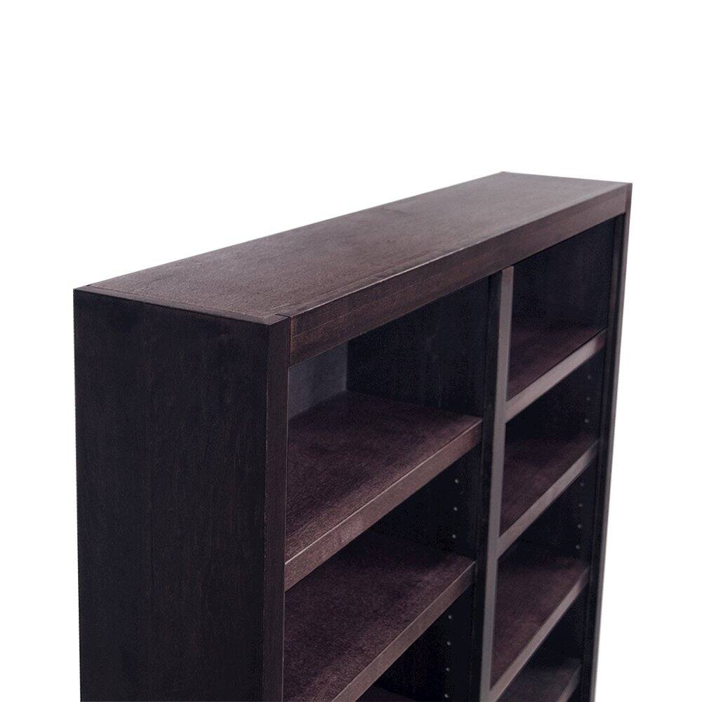 Back. Concepts in Wood - Double Wide Bookcase 12 Shelves Espresso Finish - Brown.