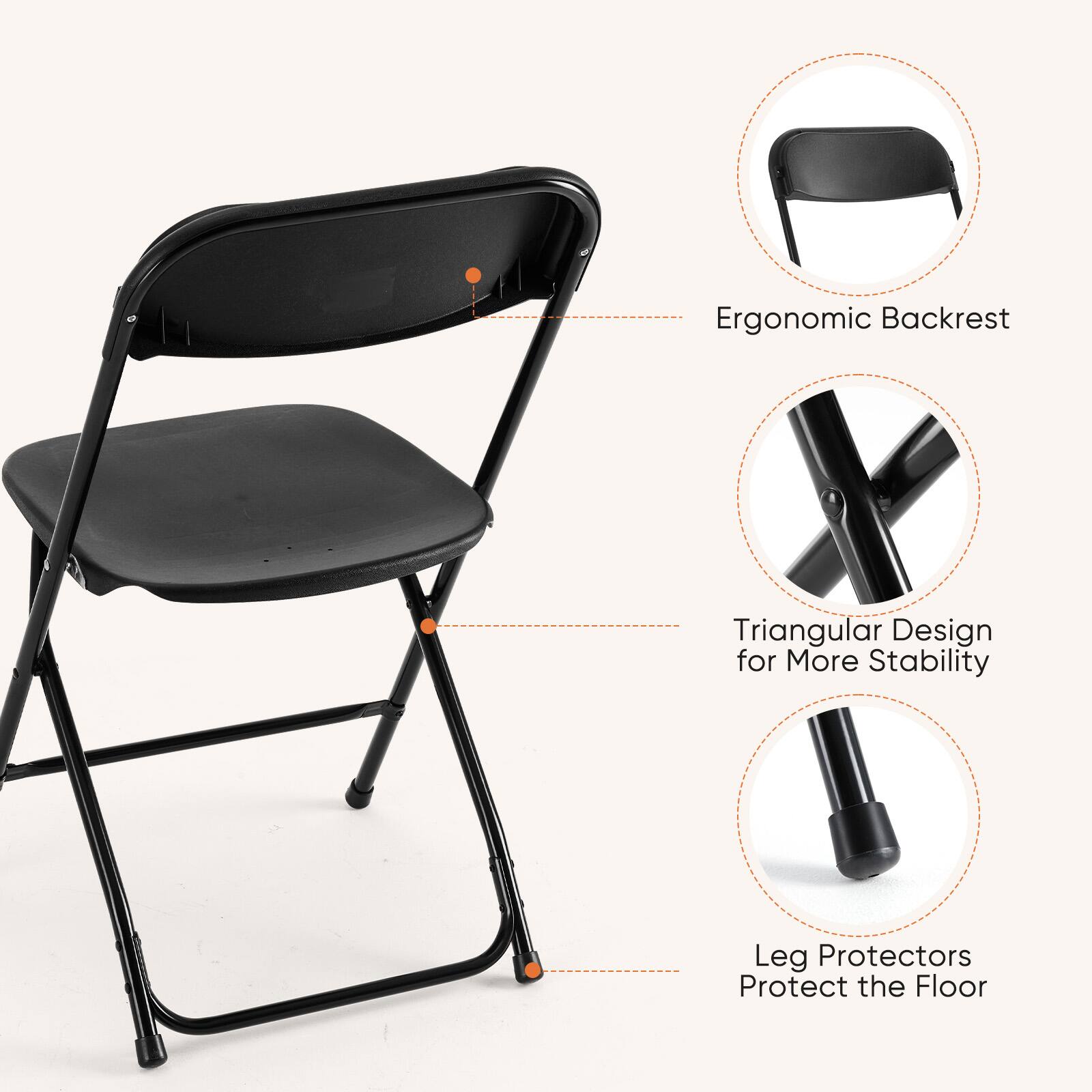 Ergonomic Backrest  
Triangular Design for More Stability  
Leg Protectors Protect the Floor