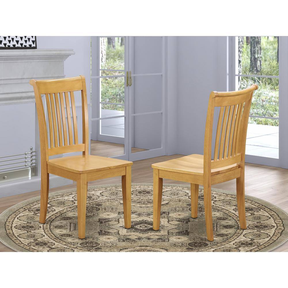 Angle. East West Furniture - East West Furniture POC-Oak-W Portland Kitchen Dining Slat Back Wooden Seat Chairs - Oak.