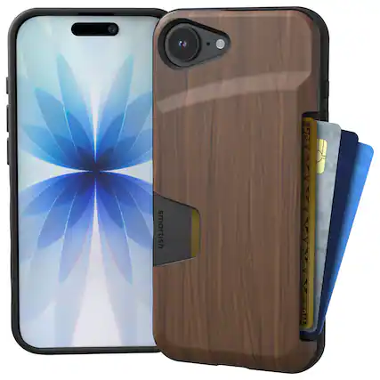 Front. Smartish - Smartish iPhone 17e/16e Wallet Case - Wallet Slayer Vol 1 - Slim Card Holder Cover - Walnut Woods - Brown.