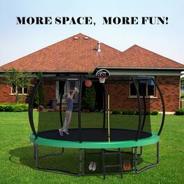 Aukfa - 10FT Kids Trampoline with Safety Enclosure Net & Ladder - Outdoor Recreational Trampoline for Children