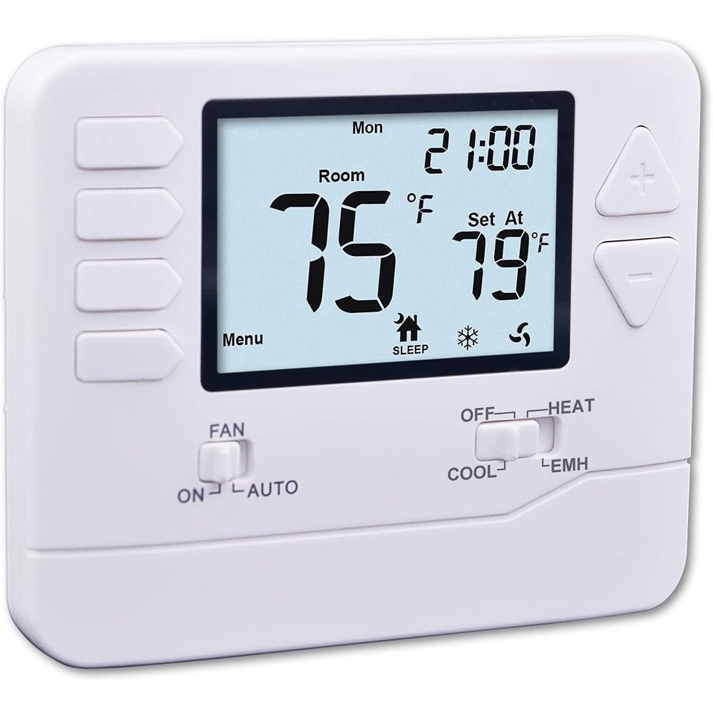 Schertz - Day Programmable Heat Pump Thermostat, 2H/1C, DIY Install, 4.5" Display