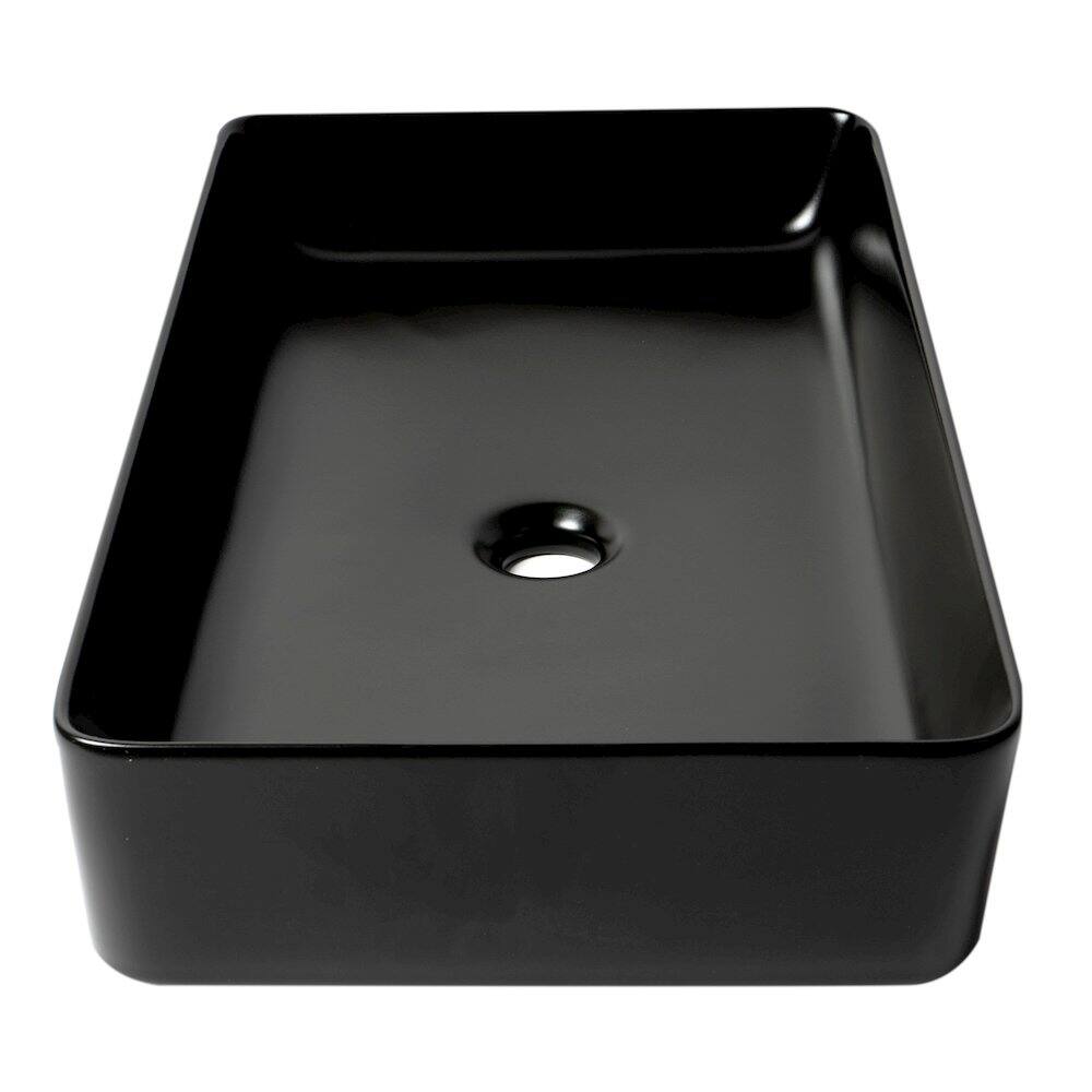Back. Alfi - Black Matte 24" Modern Rectangular Above Mount Ceramic Sink - Black.