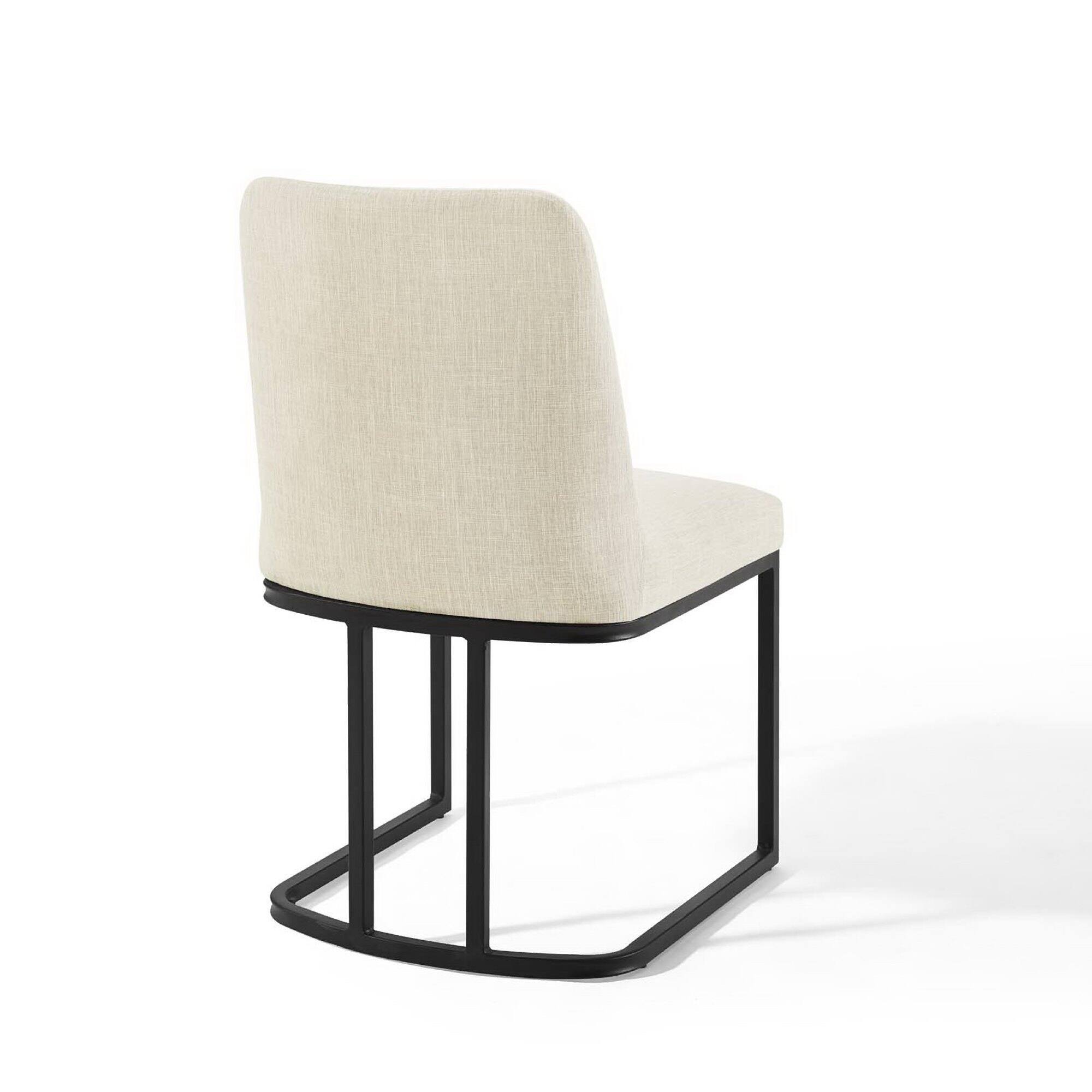 Alt View 5. Modway - Amplify Sled Base Upholstered Fabric Dining Side Chair by Modway - Black Beige.