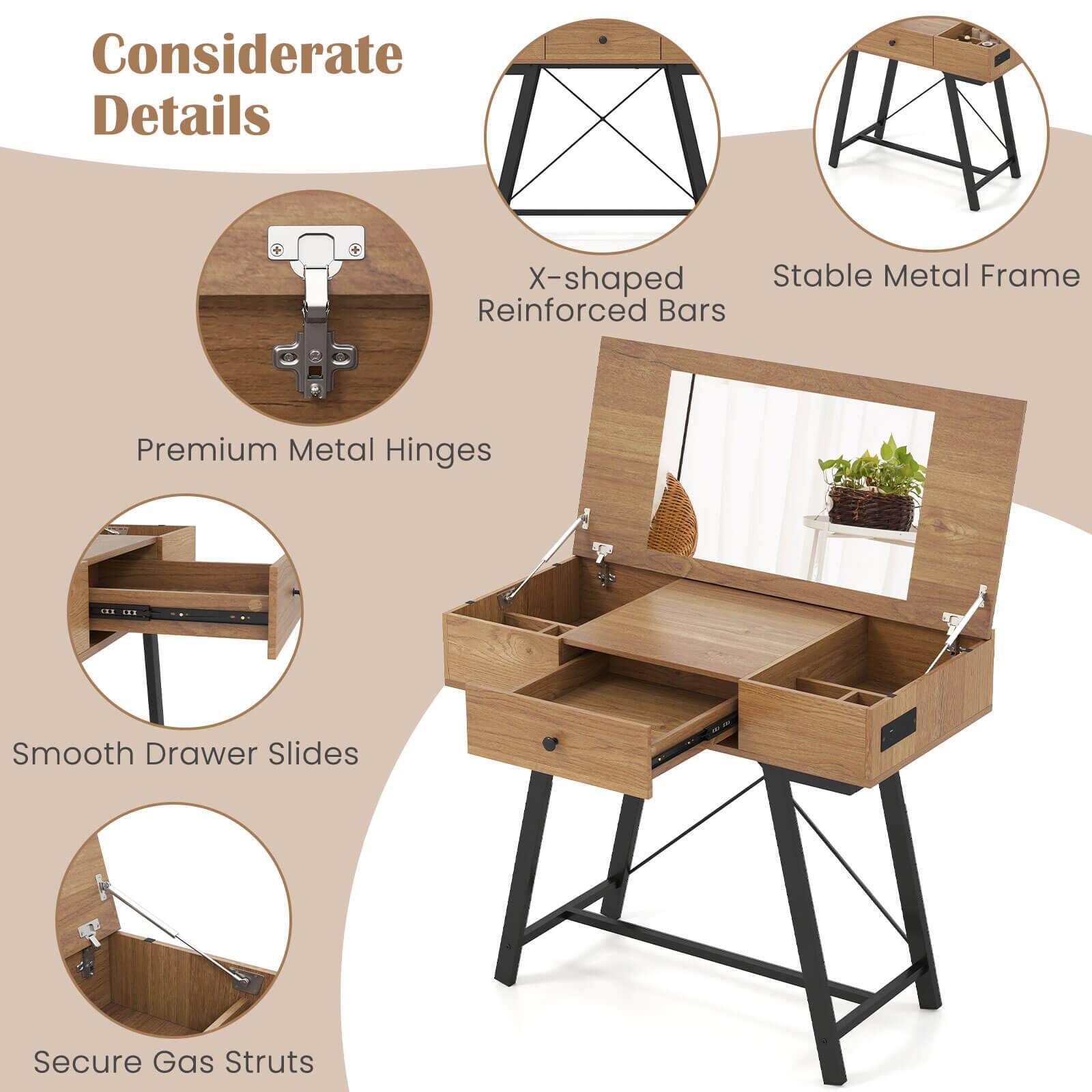 Considerate Details

- X-shaped Reinforced Bars
- Stable Metal Frame
- Premium Metal Hinges
- Smooth Drawer Slides
- Secure Gas Struts