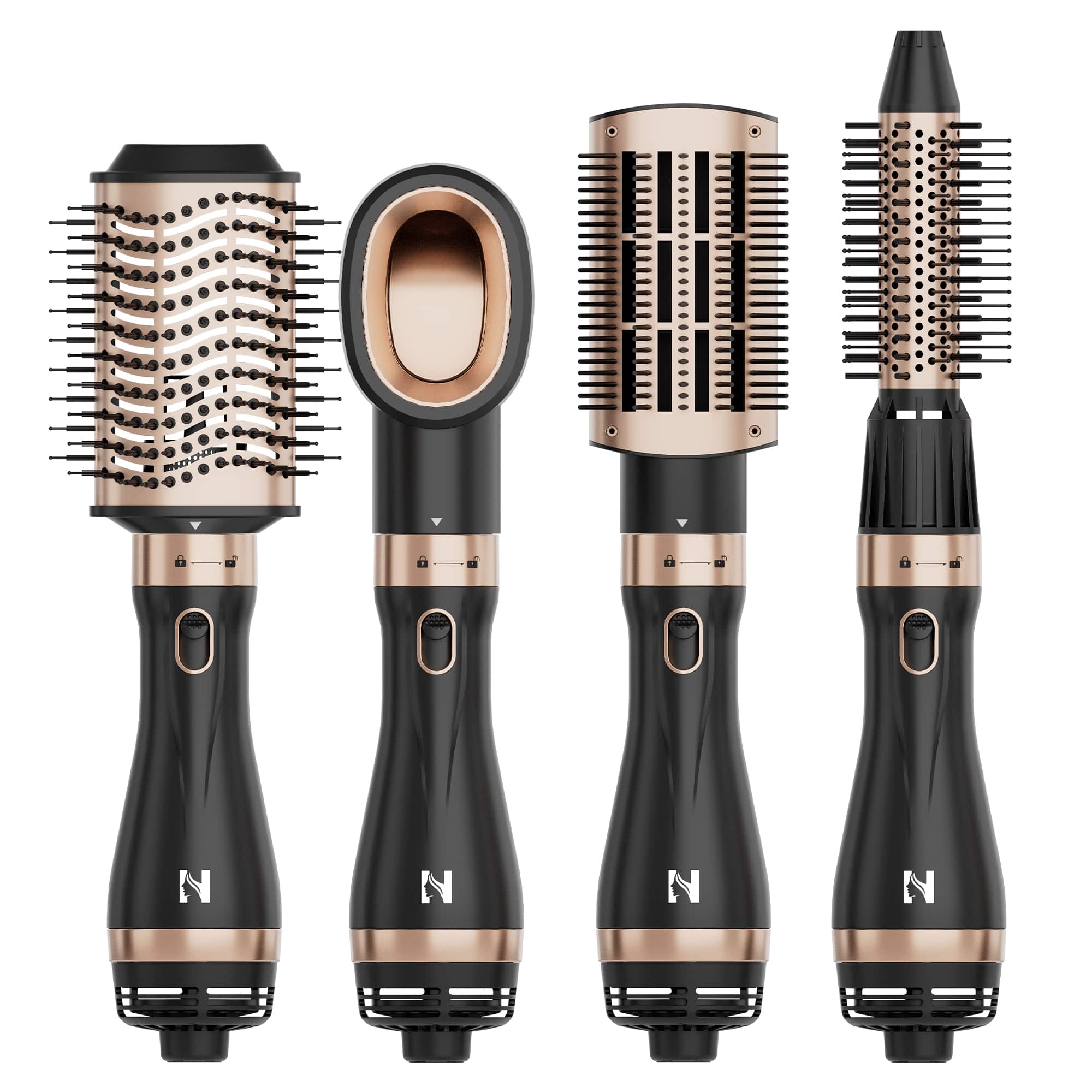 NICEBAY - Hair Dryer Brush, Professional Blow Dryer Brush with Ceramic Coating, One Step Hot Air Brush - Black and Gold