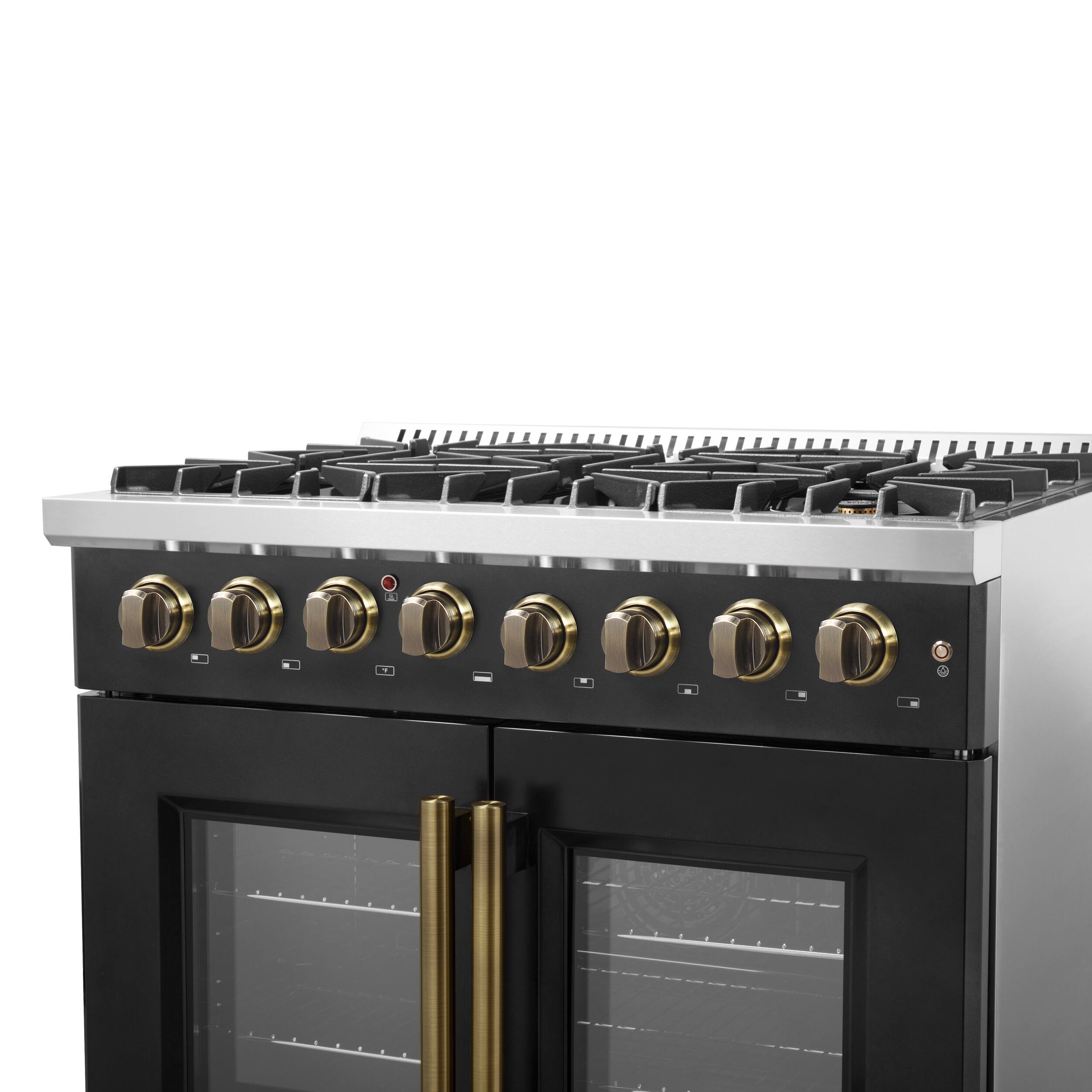 Alt View 9. Forno Appliances - Galiano 5.36 Cu. Ft. Freestanding Dual Fuel True Convection Range - Black.