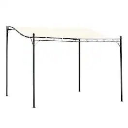 Outsunny - 10' x 10' Steel Outdoor Pergola Gazebo, Patio Canopy with Weather-Resistant Fabric and Drainage Holes - Cream White