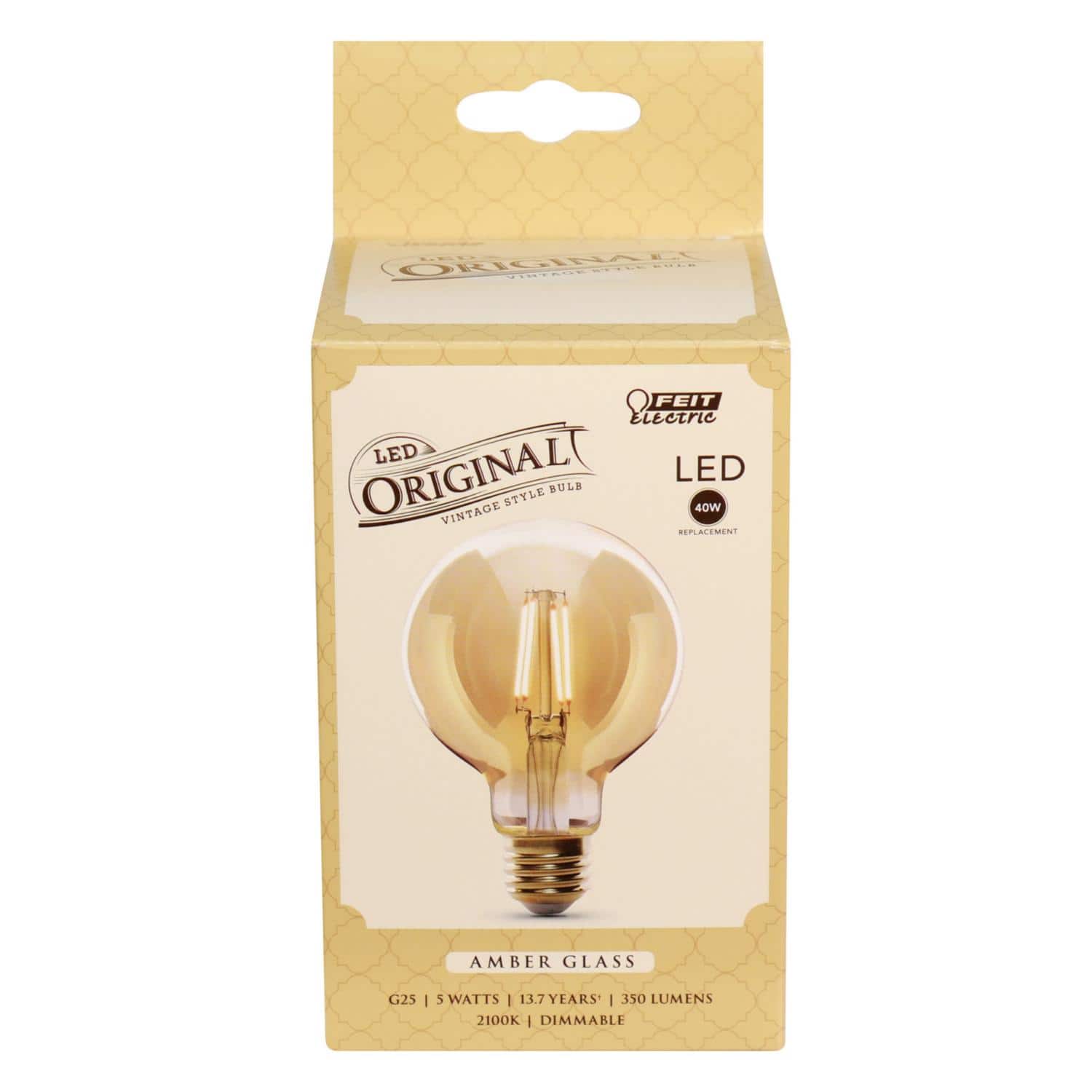 FEIT ELECTRIC - Feit G25 E26 (Medium) LED Bulb Amber 40 Watt Equivalence 1 pk