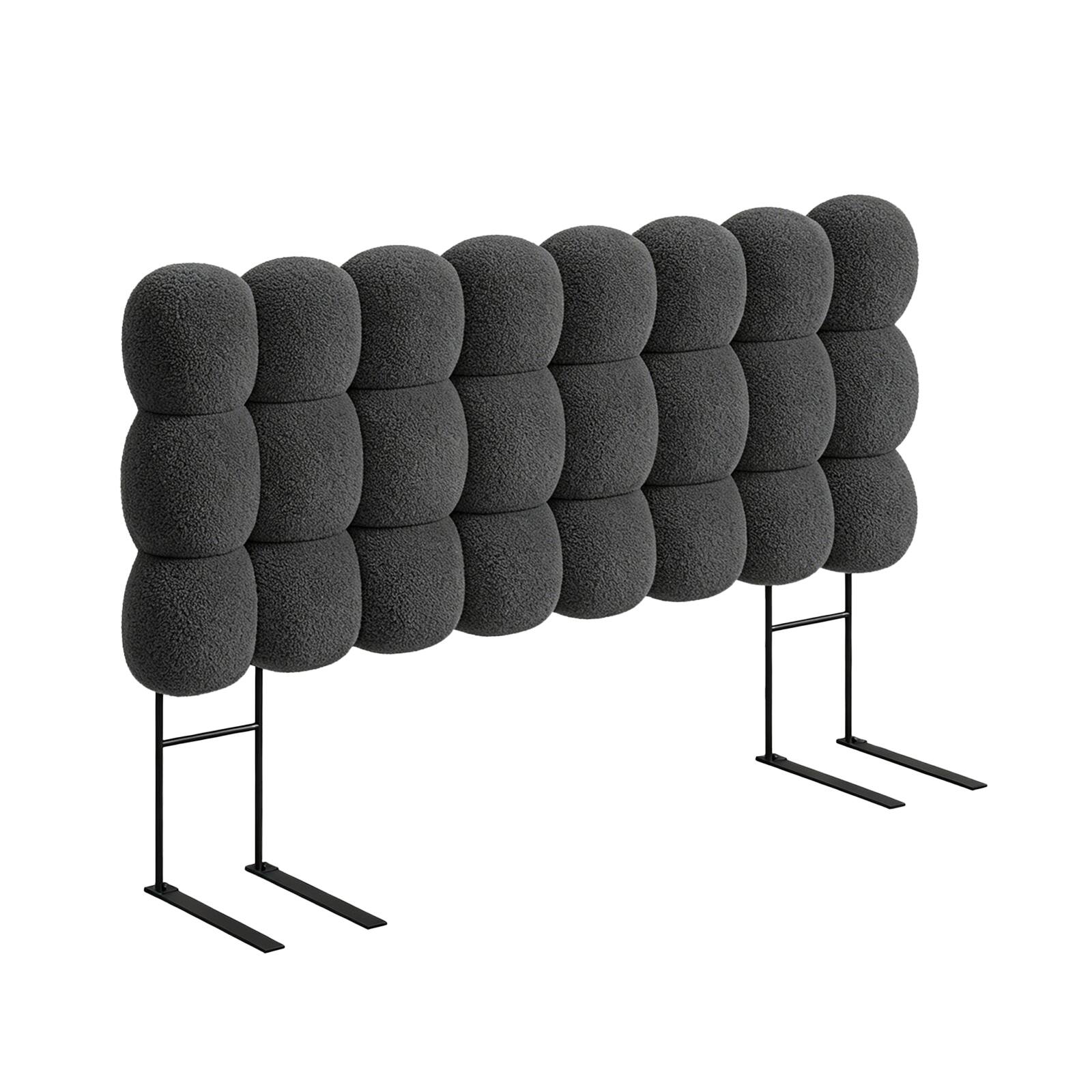Alt View 4. Pinmoco - Upholstered Headboard with Adjustable Height, Cloud-Like Comfort, No Damage on Walls - Gray.