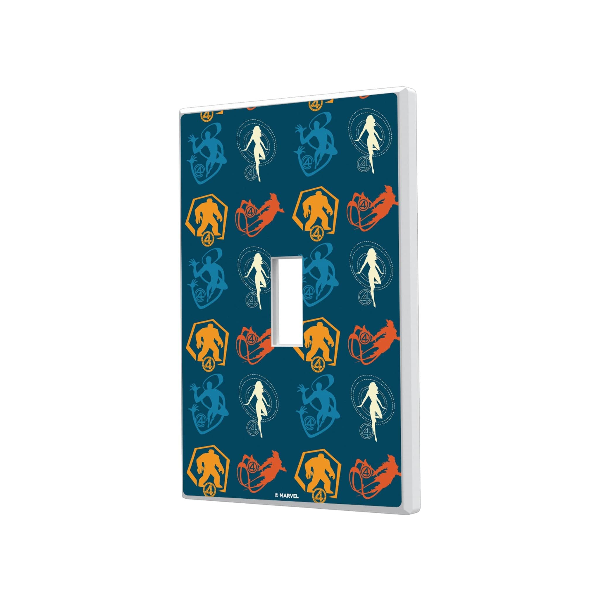Keyscaper - Marvel Pattern 2 Hidden-Screw Light Switch Plate - Single Toggle - Fantastic Four