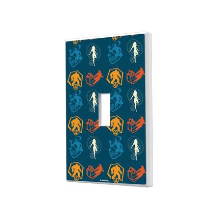 Front. Keyscaper - Marvel Pattern 2 Hidden-Screw Light Switch Plate - Single Toggle - Fantastic Four.