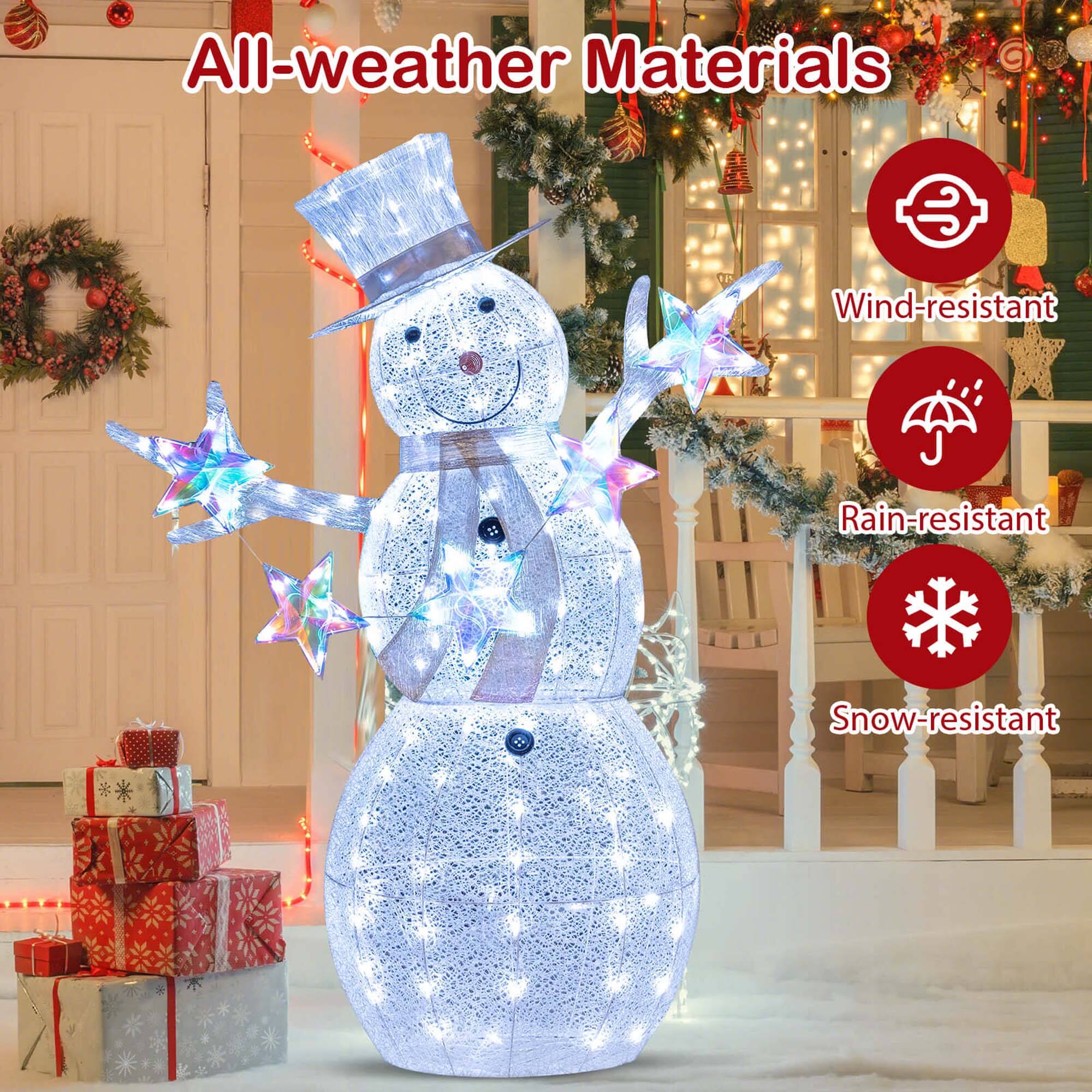 Costway 5 FT Lighted Snowman with Hat Scarf & Stars Zip Ties