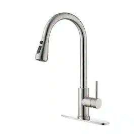 Ropilly - Single Handle Kitchen Sink Faucet with Pull Out Sprayer, Stainless Steel - Brushed Nickel