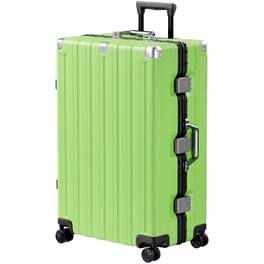 Brick Attic - 28 Inch Aluminum Frame Luggage Checked Suitcase with Spinner Wheels TSA Approved No Zipper Hard Shell Luggage - Green