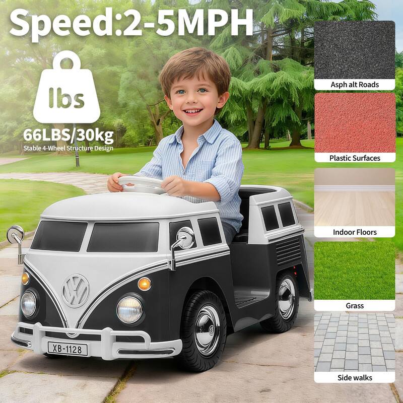 GARVEE- 6v Electric Ride-on Bus with 4.5AHBattery, Licensed Volkswagen Ride on Toy for Kids
