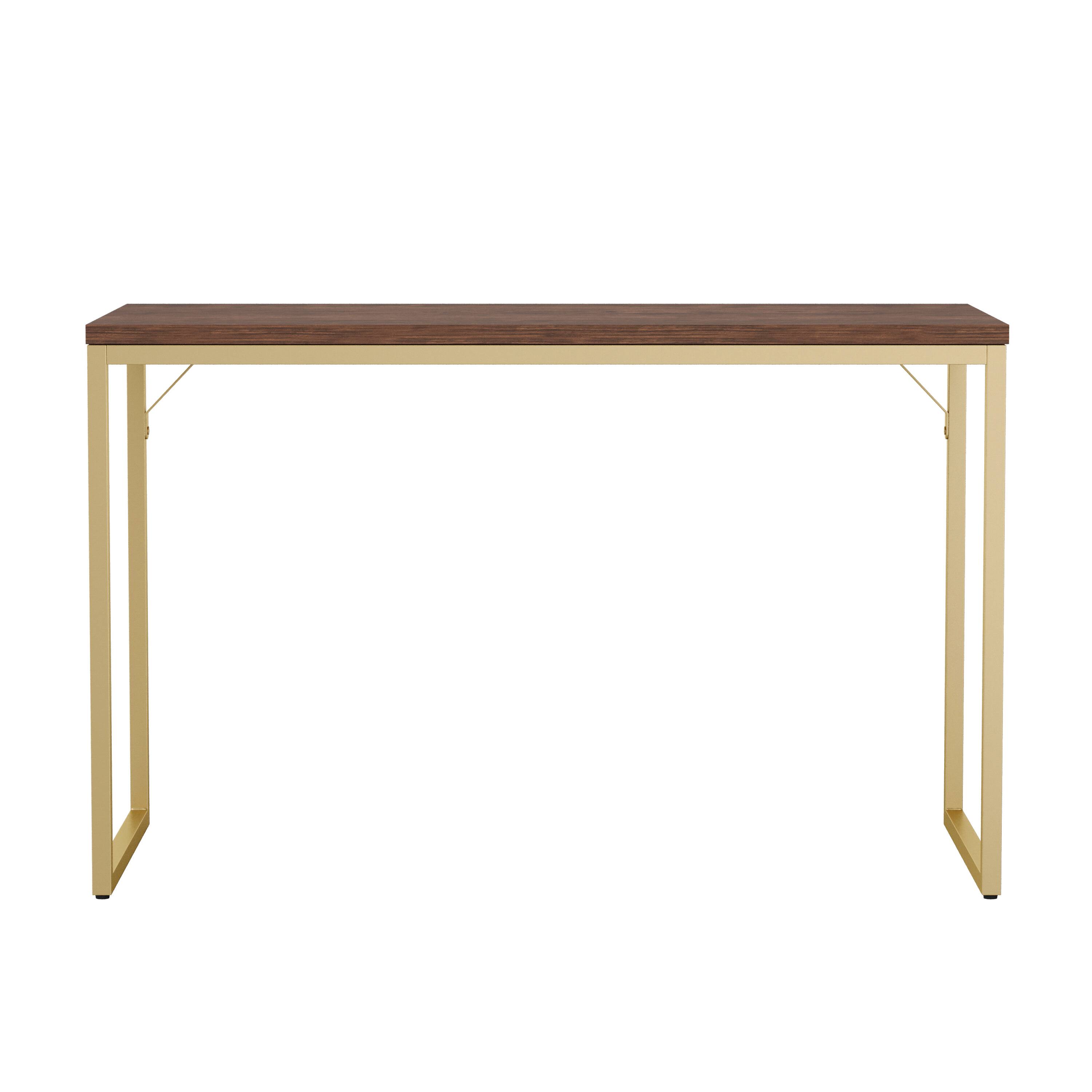 Alt View 18. Martha Stewart - Noah Walnut Wood Grain Parsons Desk - Walnut Top/Polished Brass Frame.