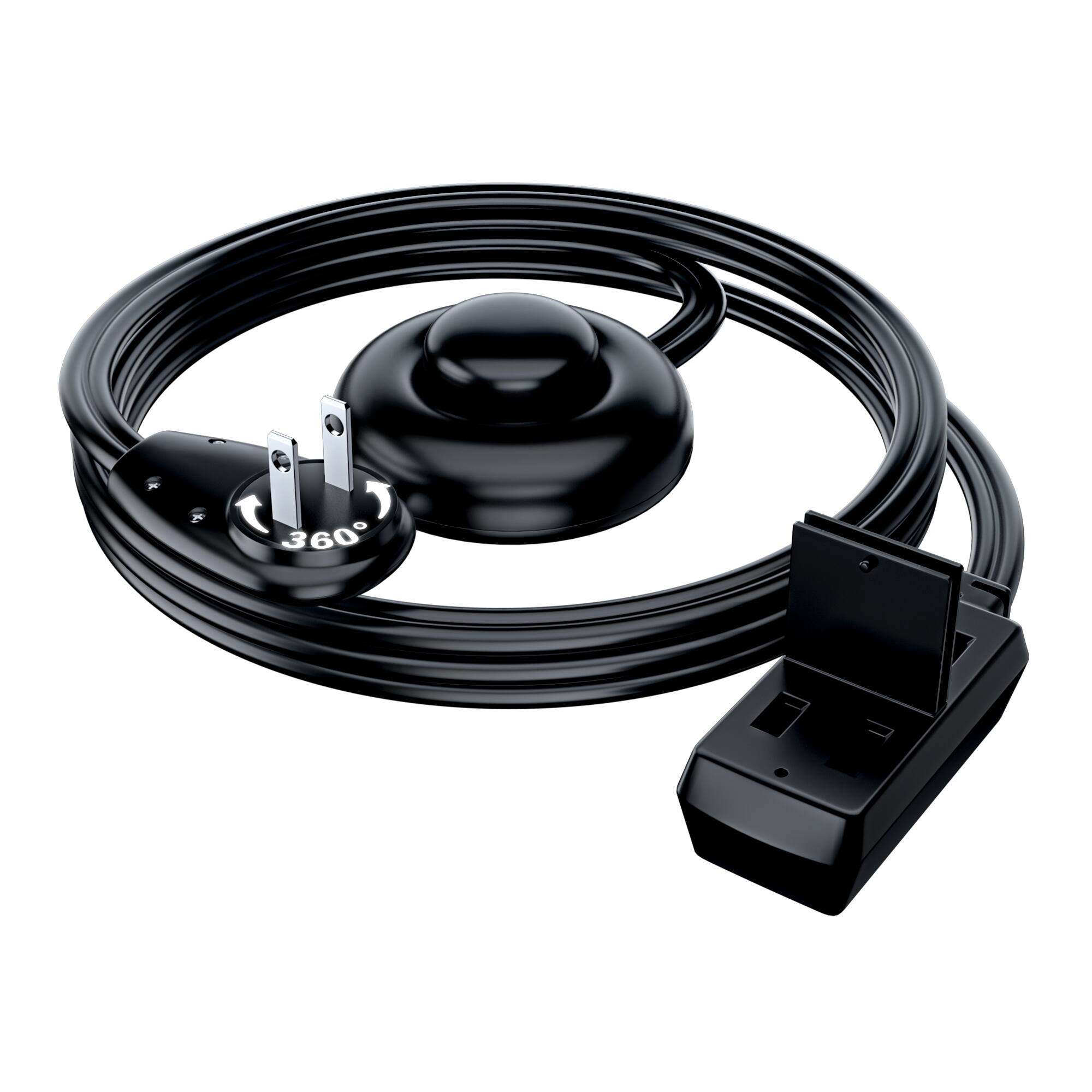 Front. Maximm - 5ft 360° Rotating Flat Plug Extension Cord with on and Off Switch, 2 Prong, 3 Outlets - Black.