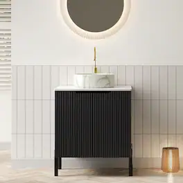 Loheer - 24 inch bathroom vanity with sink Modern Freestanding Cabinet - Black