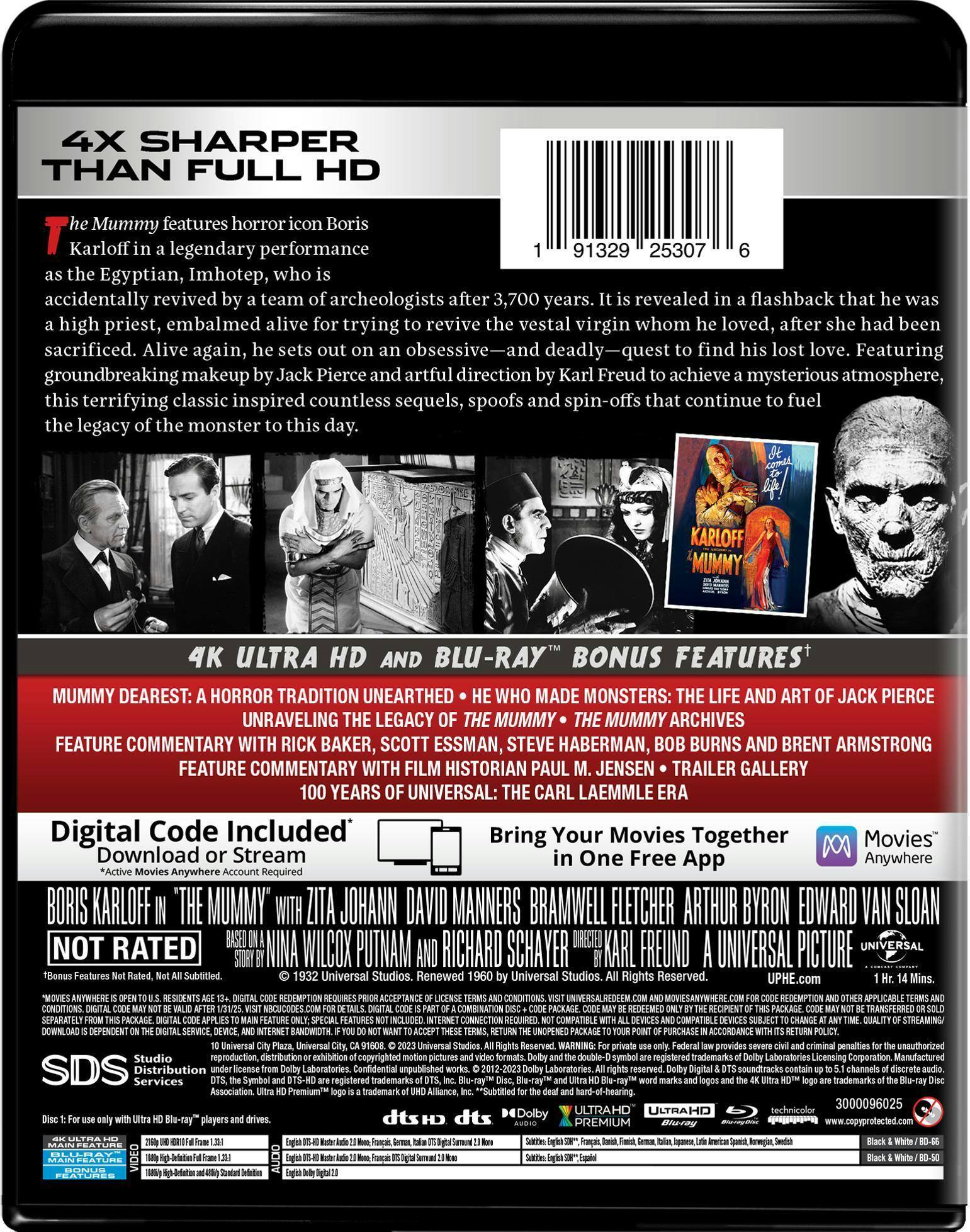 Back. The Mummy   - 4K Blu-Ray.