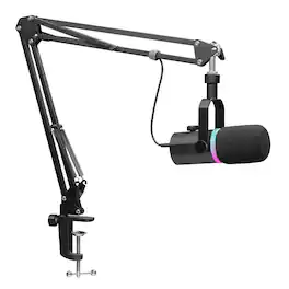 Reds Spade - Pm1 xlr dynamic microphone with boom arm gifts for podcast recording pc computer gaming live streaming vocal - Black