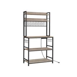 Songmics Home - Multi-Function Hutch Bakers Rack with Power Outlet - Greige