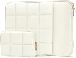 mosiso - Puffy Laptop Sleeve 13-13.3 Inch, Computer Carrying Bag With Small Pouch for MacBook Air 13.6/Neo Pro 13/14 HP Dell ASUS - Sand