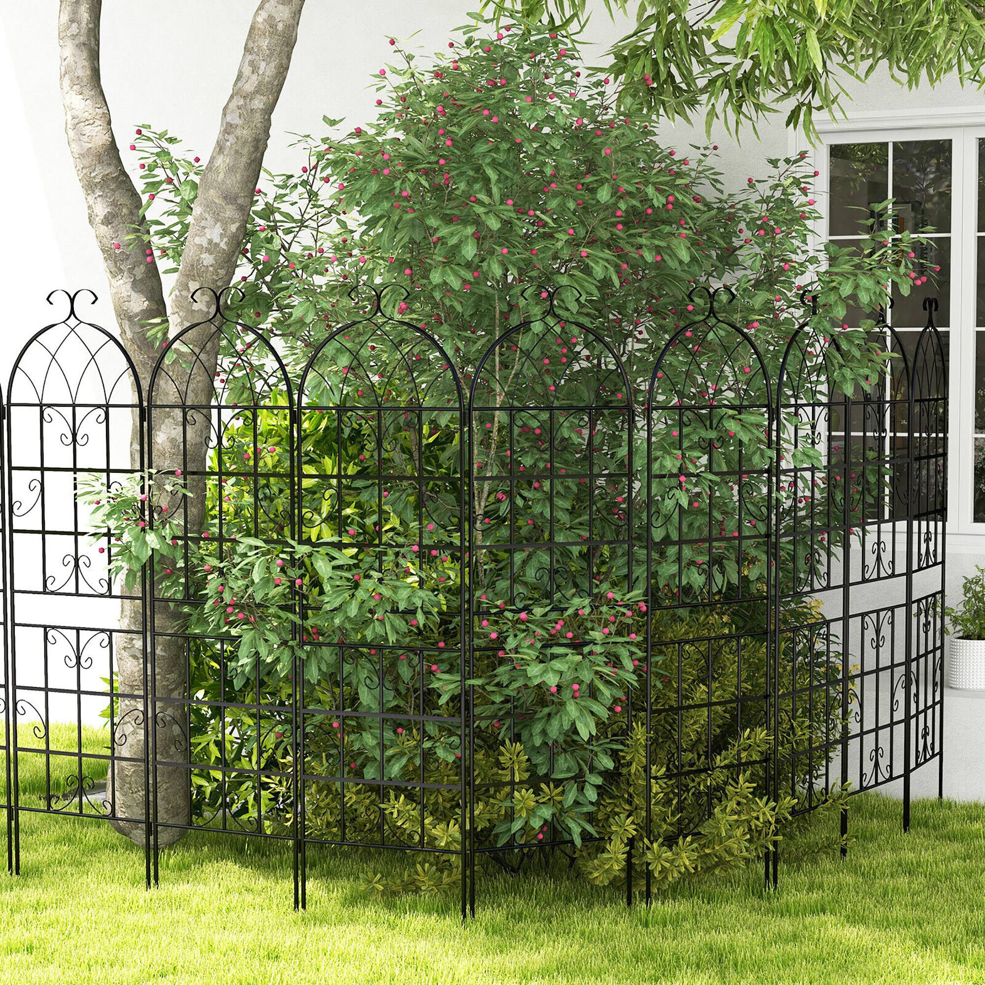 Alt View 1. Gymax - Gymax 71'' Tall Metal Garden Trellis for Climbing Plants 6 Pack Fence Panels Retro - Black.