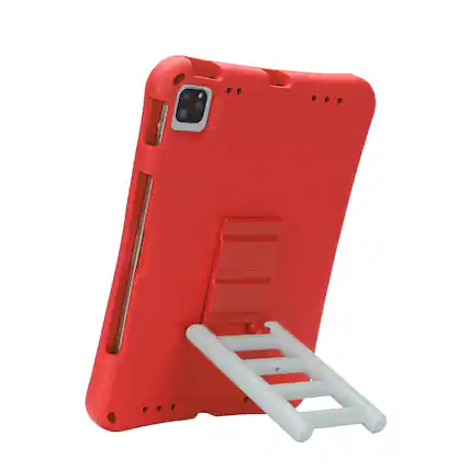 Front. Dteck - for Apple iPad Air (M4) 11" 2026/(M3) 2025/(M2) 2024 Rugged Case,Shockproof Heavy Duty EVA Cover with Rotating Stand - Red.