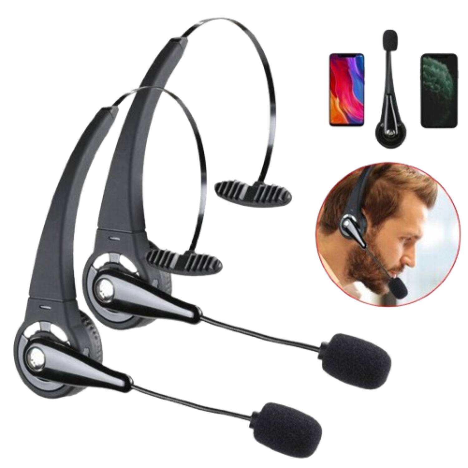 Alt View 1. Cluzine - Wireless Bluetooth Headset with Boom Mic for Truck Drivers 2Pack.