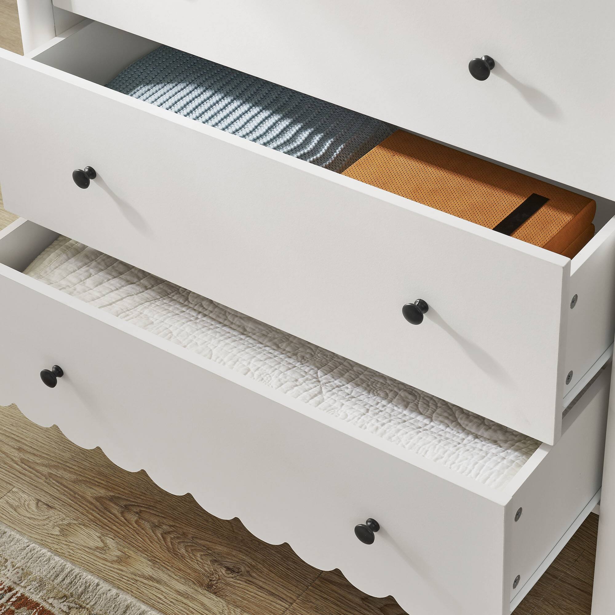 Alt View 1. Modway - Emmeline Scalloped 5-Drawer Chest by Modway - White.